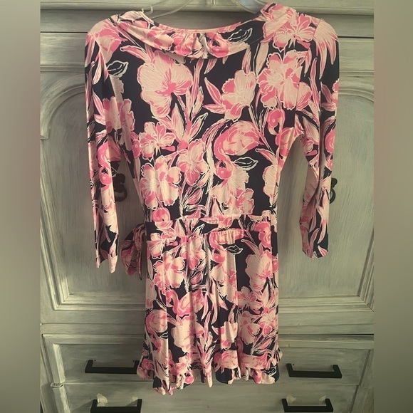 Lilly Pulitzer Jessalynne Ruffle Romper Inky Navy Flamingle - Picture 7 of 7